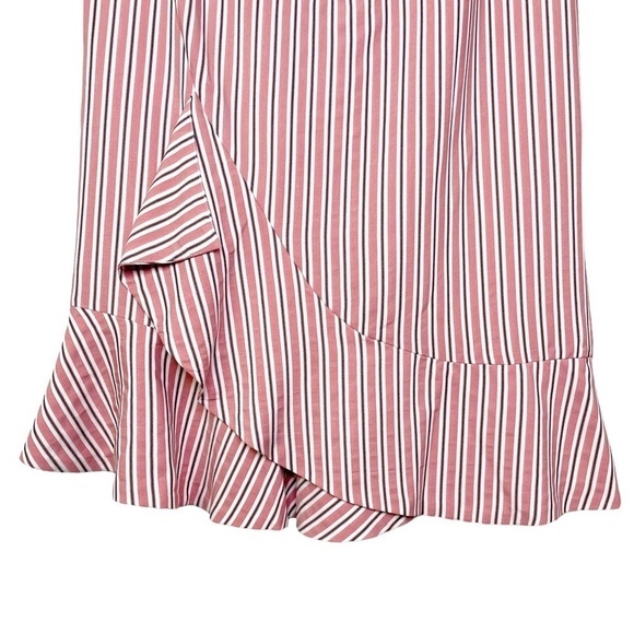 Ted Baker Coryn Striped Asymmetrical Ruffle Hem Skirt Pink NWT - Picture 8 of 16
